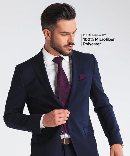 Paisley Necktie & Pocket Square by Vittorio Farina (NH - WP_PLUM) for Independent Retail Stores by Dubal Brothers