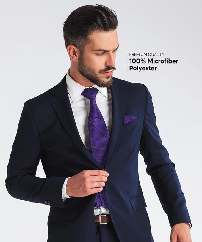 Paisley Necktie & Pocket Square by Vittorio Farina (NH - WP_PURPLE) for Independent Retail Stores by Dubal Brothers