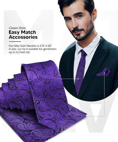 Paisley Necktie & Pocket Square by Vittorio Farina (NH - WP_PURPLE) for Independent Retail Stores by Dubal Brothers