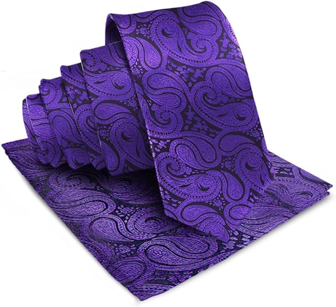 Paisley Necktie & Pocket Square by Vittorio Farina (NH - WP_PURPLE) for Independent Retail Stores by Dubal Brothers