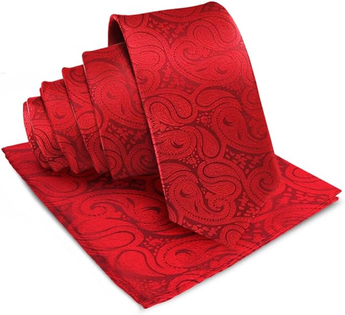 Paisley Necktie & Pocket Square by Vittorio Farina (NH - WP_RED) for Independent Retail Stores by Dubal Brothers