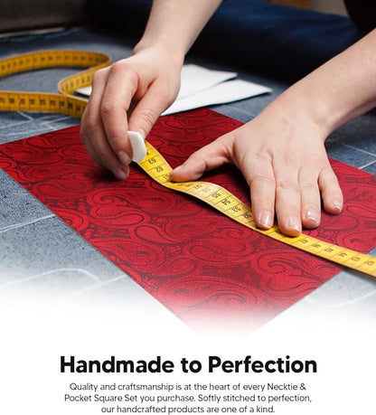 Paisley Necktie & Pocket Square by Vittorio Farina (NH - WP_RED) for Independent Retail Stores by Dubal Brothers