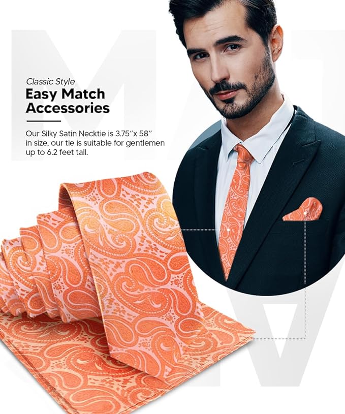 Paisley Necktie & Pocket Square by Vittorio Farina (NH - WP_ROSE - GOLD) for Independent Retail Stores by Dubal Brothers