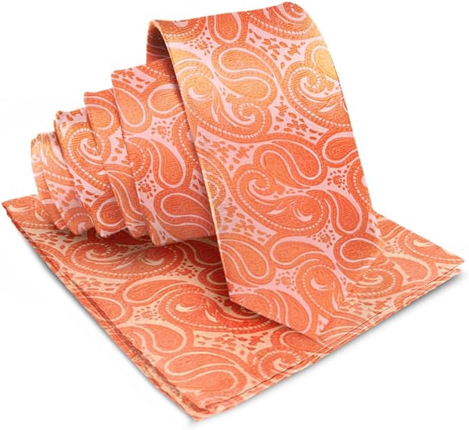 Paisley Necktie & Pocket Square by Vittorio Farina (NH - WP_ROSE - GOLD) for Independent Retail Stores by Dubal Brothers