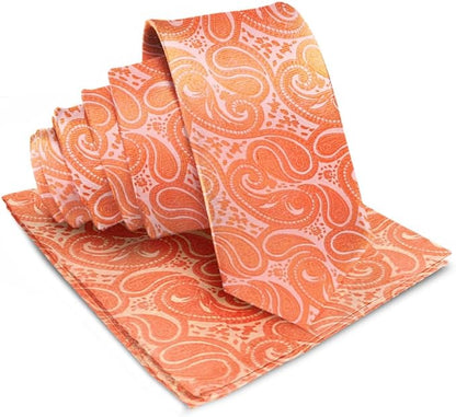 Paisley Necktie & Pocket Square by Vittorio Farina (NH - WP_ROSE - GOLD) for Independent Retail Stores by Dubal Brothers
