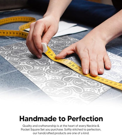 Paisley Necktie & Pocket Square by Vittorio Farina (NH - WP_SILVER) for Independent Retail Stores by Dubal Brothers