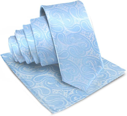 Paisley Necktie & Pocket Square by Vittorio Farina (NH - WP_SKY) for Independent Retail Stores by Dubal Brothers