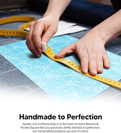 Paisley Necktie & Pocket Square by Vittorio Farina (NH - WP_TURQUOISE) for Independent Retail Stores by Dubal Brothers