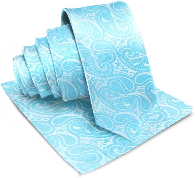 Paisley Necktie & Pocket Square by Vittorio Farina (NH - WP_TURQUOISE) for Independent Retail Stores by Dubal Brothers