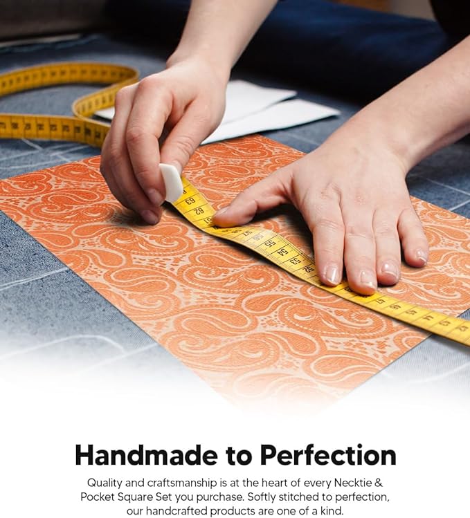 Paisley Necktie & Pocket Square by Vittorio Farina (NH - WP_UT - ORANGE) for Independent Retail Stores by Dubal Brothers