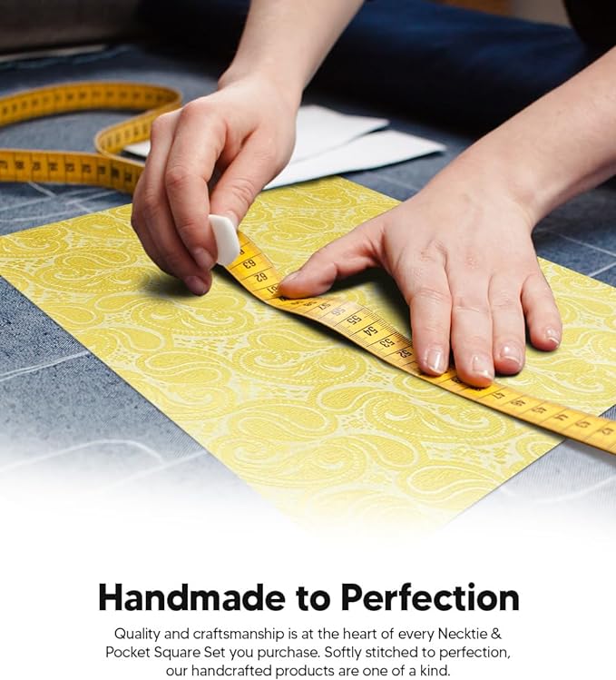 Paisley Necktie & Pocket Square by Vittorio Farina (NH - WP_YELLOW) for Independent Retail Stores by Dubal Brothers