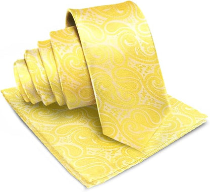 Paisley Necktie & Pocket Square by Vittorio Farina (NH - WP_YELLOW) for Independent Retail Stores by Dubal Brothers