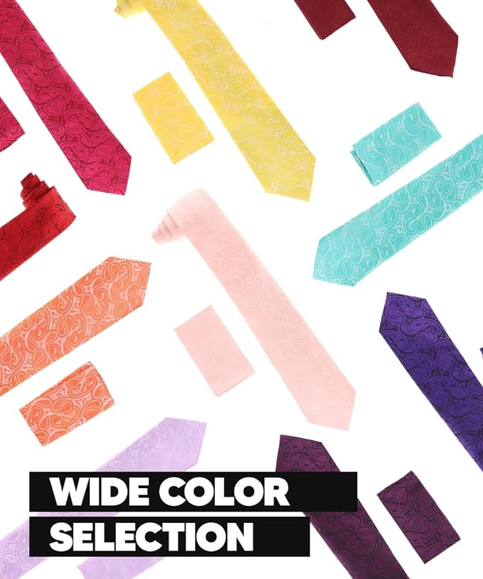 Paisley Necktie & Pocket Square by Vittorio Farina (NH - WP_YELLOW) for Independent Retail Stores by Dubal Brothers