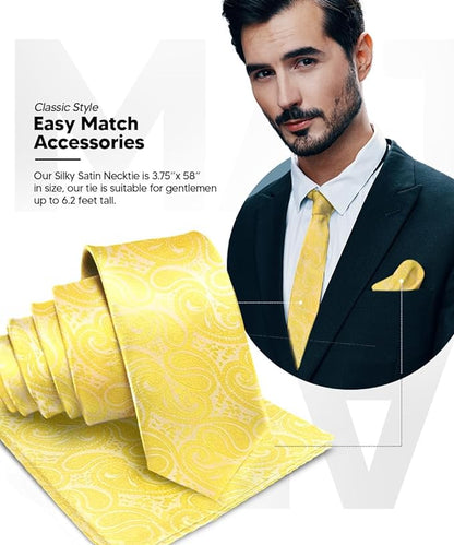 Paisley Necktie & Pocket Square by Vittorio Farina (NH - WP_YELLOW) for Independent Retail Stores by Dubal Brothers