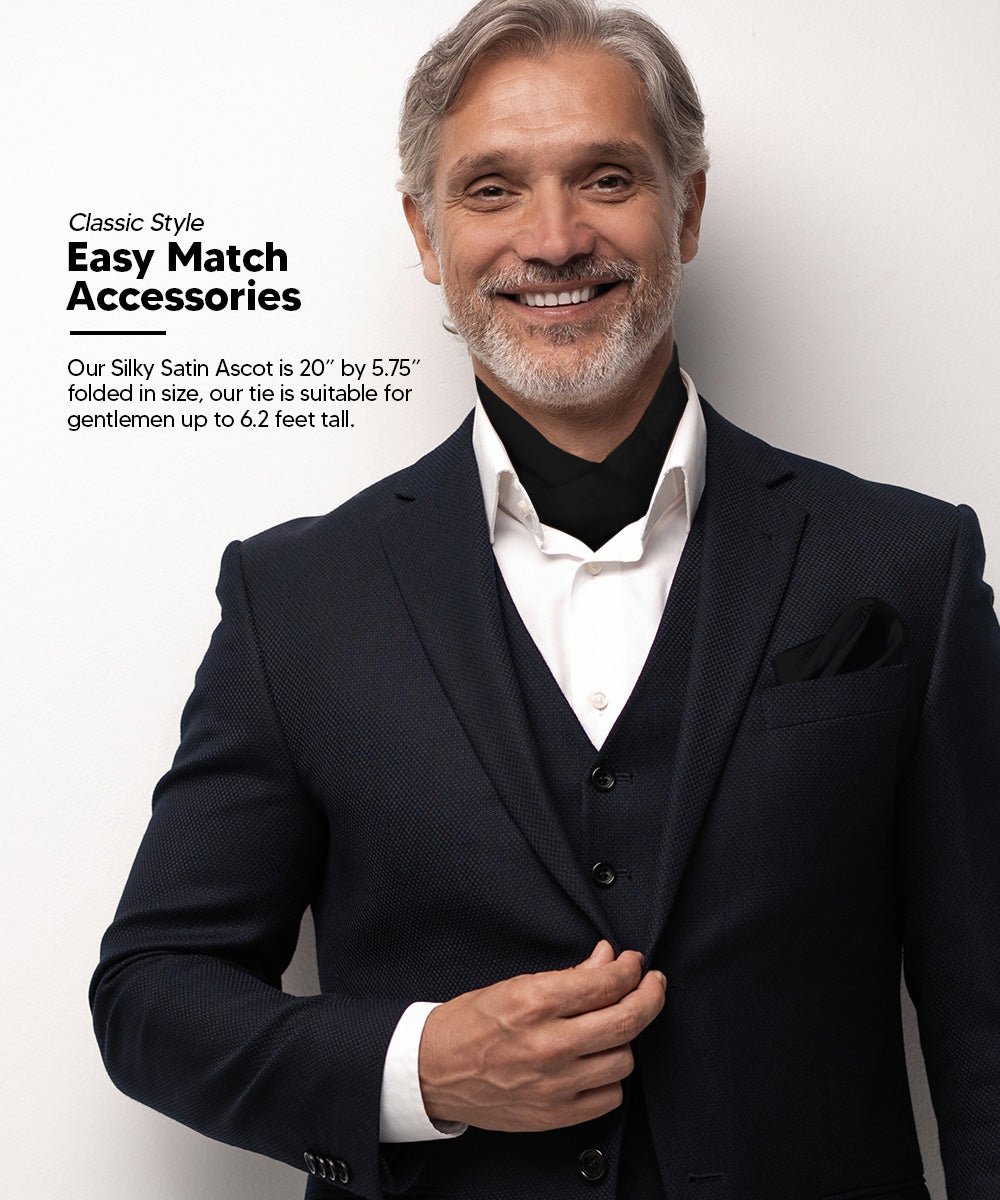 Paisley Tone On Tone Ascot & Pocket Square by Vittorio Farina (ASCOTS - WP_BLACK) for Independent Retail Stores by Dubal Brothers