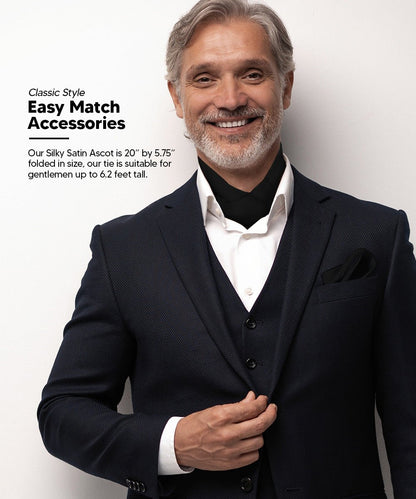 Paisley Tone On Tone Ascot & Pocket Square by Vittorio Farina (ASCOTS - WP_BLACK) for Independent Retail Stores by Dubal Brothers