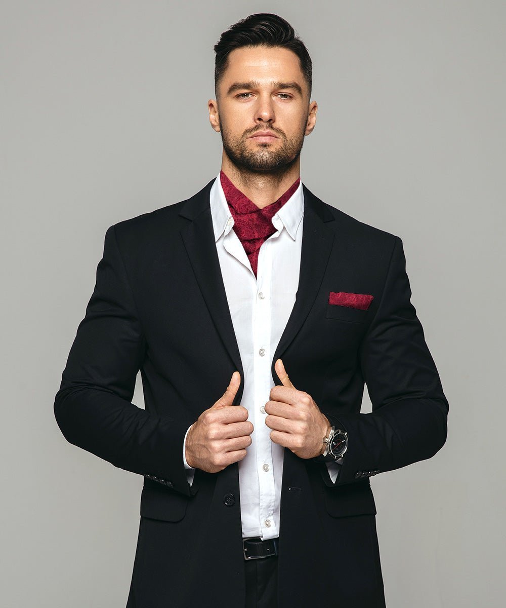 Paisley Tone On Tone Ascot & Pocket Square by Vittorio Farina (ASCOTS - WP_BURGUNDY) for Independent Retail Stores by Dubal Brothers