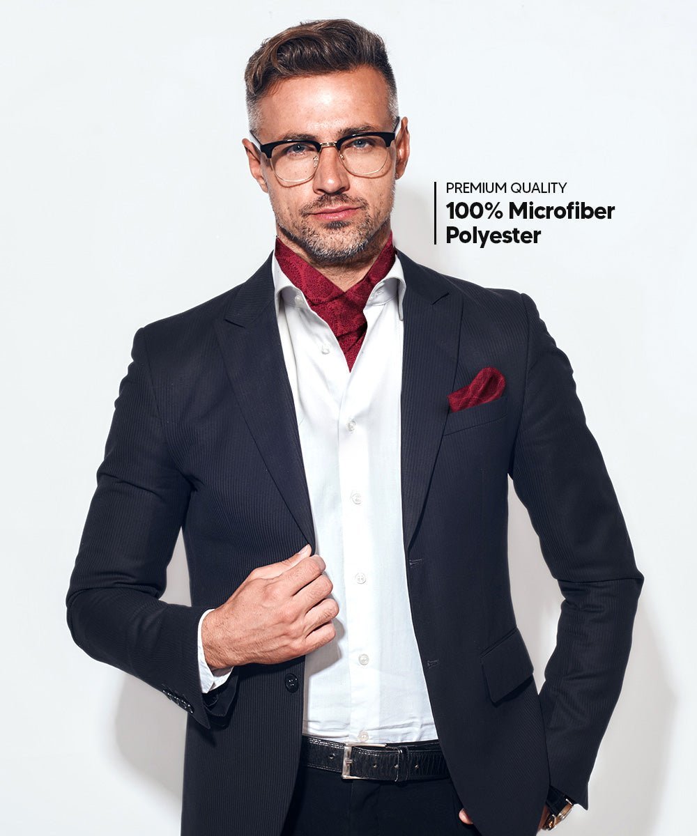 Paisley Tone On Tone Ascot & Pocket Square by Vittorio Farina (ASCOTS - WP_BURGUNDY) for Independent Retail Stores by Dubal Brothers