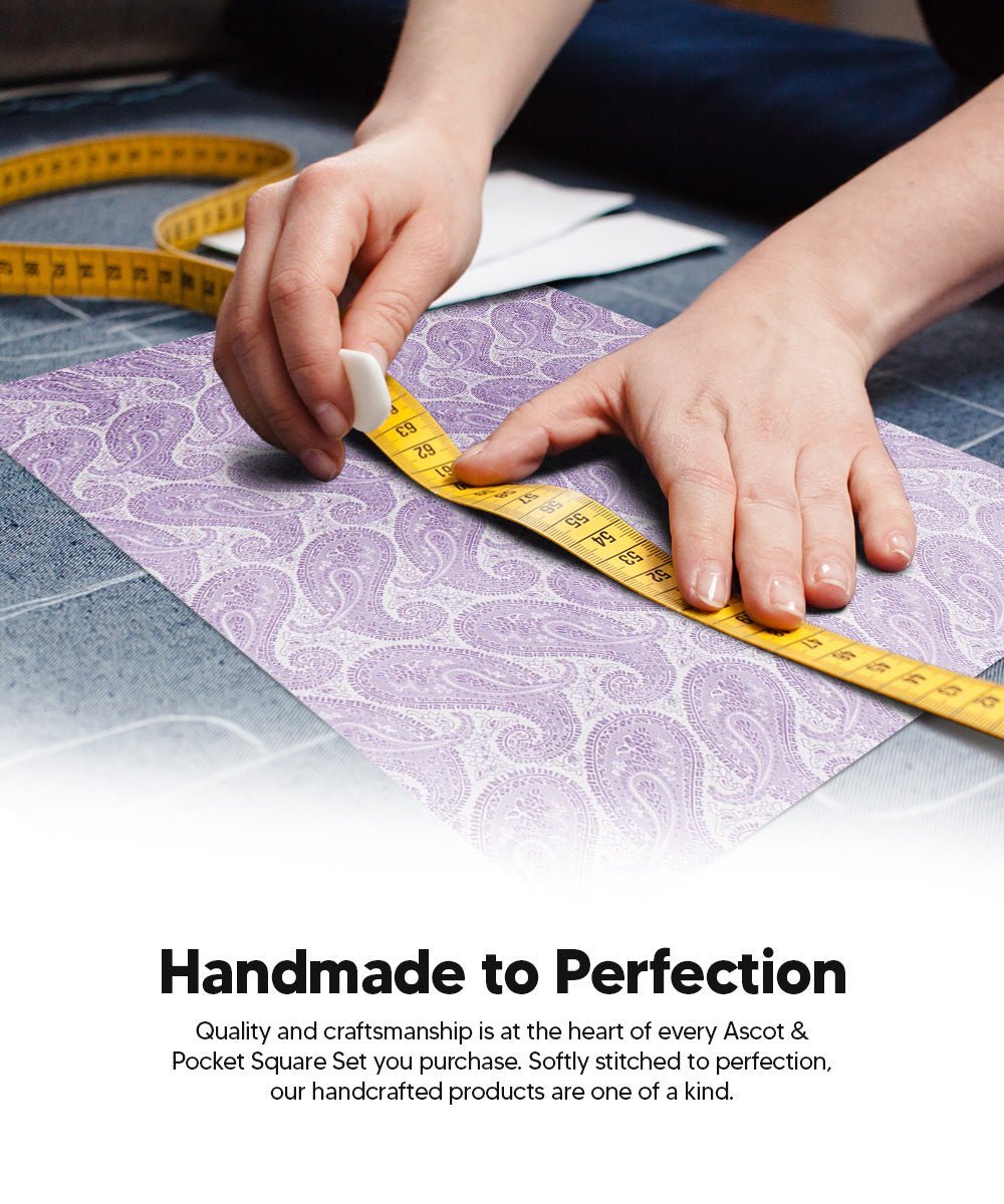 Paisley Tone On Tone Ascot & Pocket Square by Vittorio Farina (ASCOTS - WP_LAVENDER) for Independent Retail Stores by Dubal Brothers