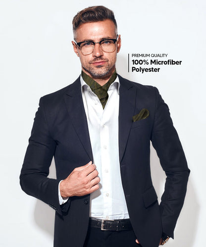 Paisley Tone On Tone Ascot & Pocket Square by Vittorio Farina (ASCOTS - WP_OLIVE) for Independent Retail Stores by Dubal Brothers