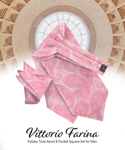 Paisley Tone On Tone Ascot & Pocket Square by Vittorio Farina (ASCOTS - WP_PINK) for Independent Retail Stores by Dubal Brothers
