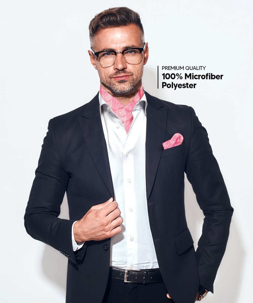 Paisley Tone On Tone Ascot & Pocket Square by Vittorio Farina (ASCOTS - WP_PINK) for Independent Retail Stores by Dubal Brothers