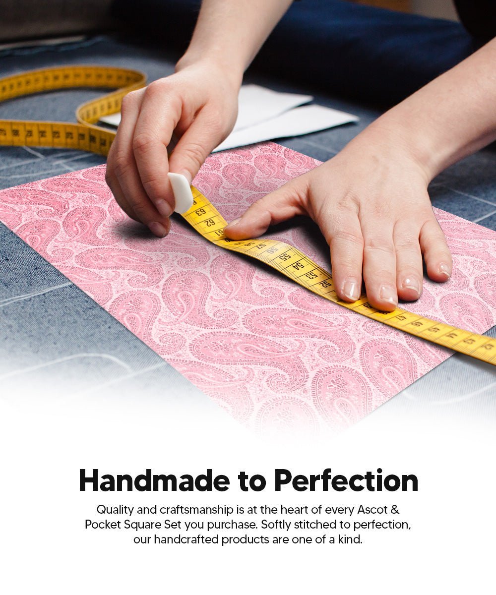 Paisley Tone On Tone Ascot & Pocket Square by Vittorio Farina (ASCOTS - WP_PINK) for Independent Retail Stores by Dubal Brothers