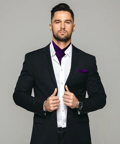 Paisley Tone On Tone Ascot & Pocket Square by Vittorio Farina (ASCOTS - WP_PURPLE) for Independent Retail Stores by Dubal Brothers