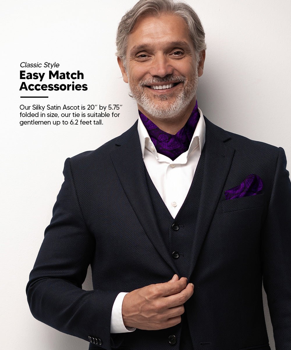 Paisley Tone On Tone Ascot & Pocket Square by Vittorio Farina (ASCOTS - WP_PURPLE) for Independent Retail Stores by Dubal Brothers
