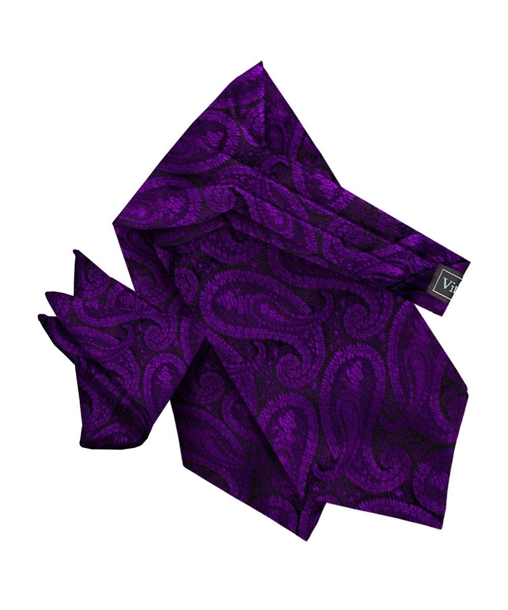 Paisley Tone On Tone Ascot & Pocket Square by Vittorio Farina (ASCOTS - WP_PURPLE) for Independent Retail Stores by Dubal Brothers