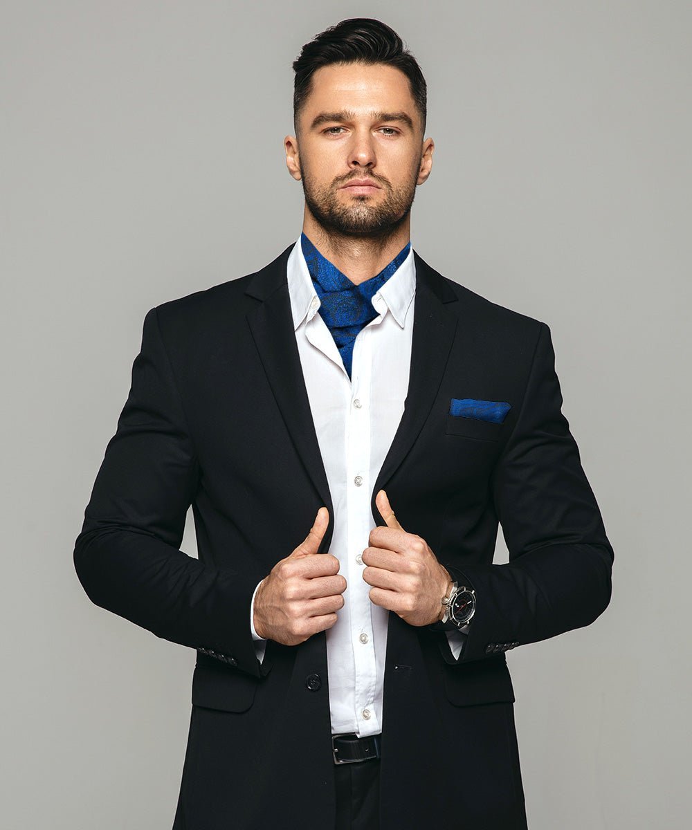 Paisley Tone On Tone Ascot & Pocket Square by Vittorio Farina (ASCOTS - WP_ROYAL) for Independent Retail Stores by Dubal Brothers