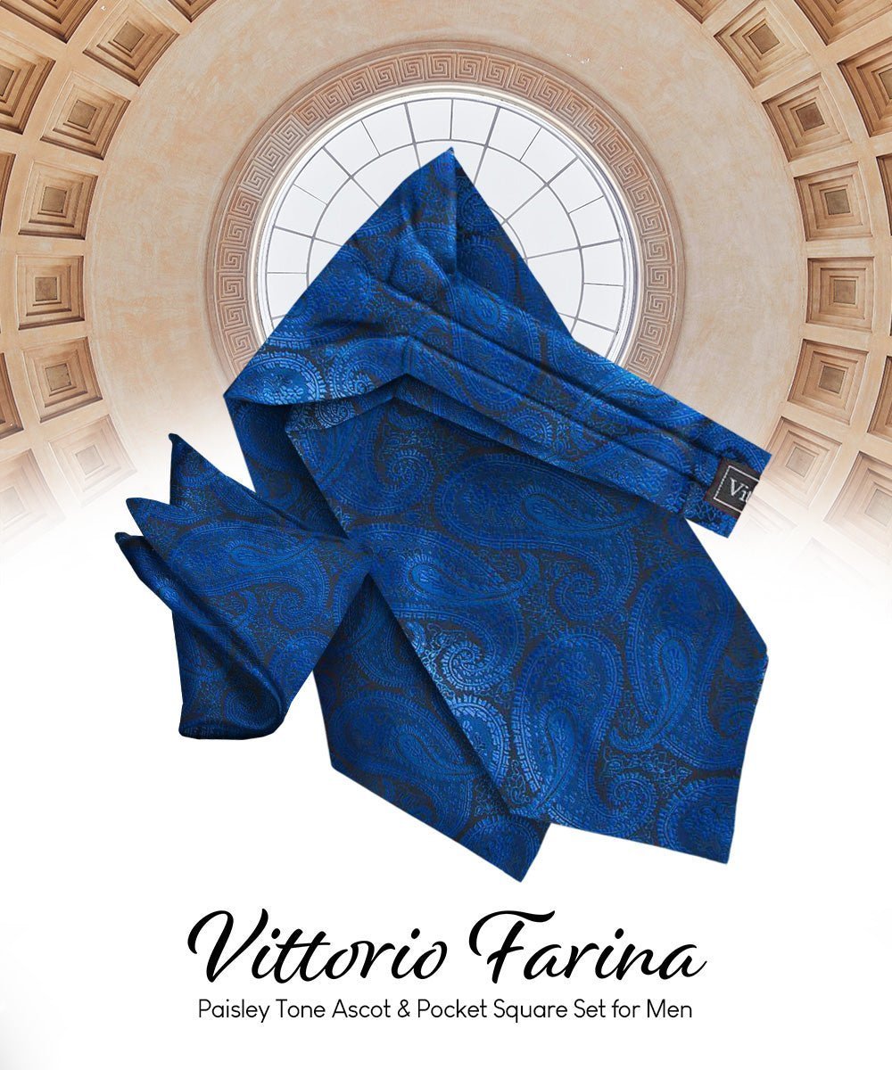Paisley Tone On Tone Ascot & Pocket Square by Vittorio Farina (ASCOTS - WP_ROYAL) for Independent Retail Stores by Dubal Brothers