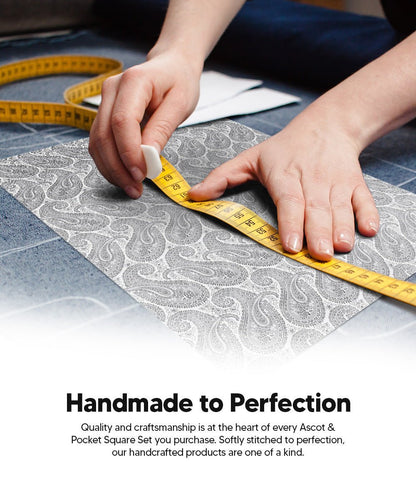 Paisley Tone On Tone Ascot & Pocket Square by Vittorio Farina (ASCOTS - WP_SILVER) for Independent Retail Stores by Dubal Brothers