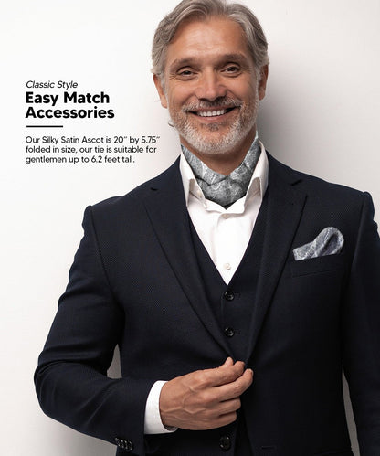 Paisley Tone On Tone Ascot & Pocket Square by Vittorio Farina (ASCOTS - WP_SILVER) for Independent Retail Stores by Dubal Brothers