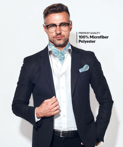 Paisley Tone On Tone Ascot & Pocket Square by Vittorio Farina (ASCOTS - WP_SKY) for Independent Retail Stores by Dubal Brothers