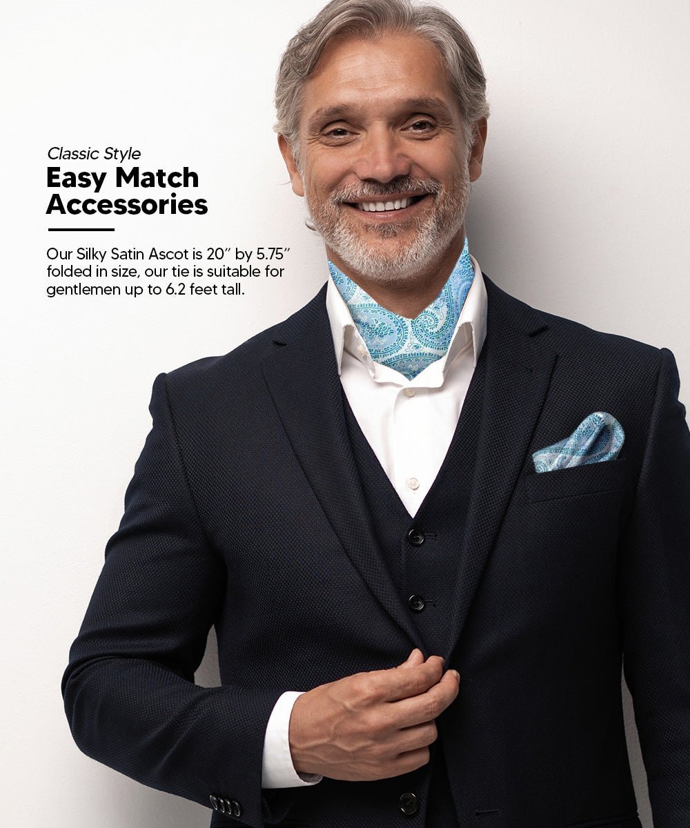 Paisley Tone On Tone Ascot & Pocket Square by Vittorio Farina (ASCOTS - WP_SKY) for Independent Retail Stores by Dubal Brothers