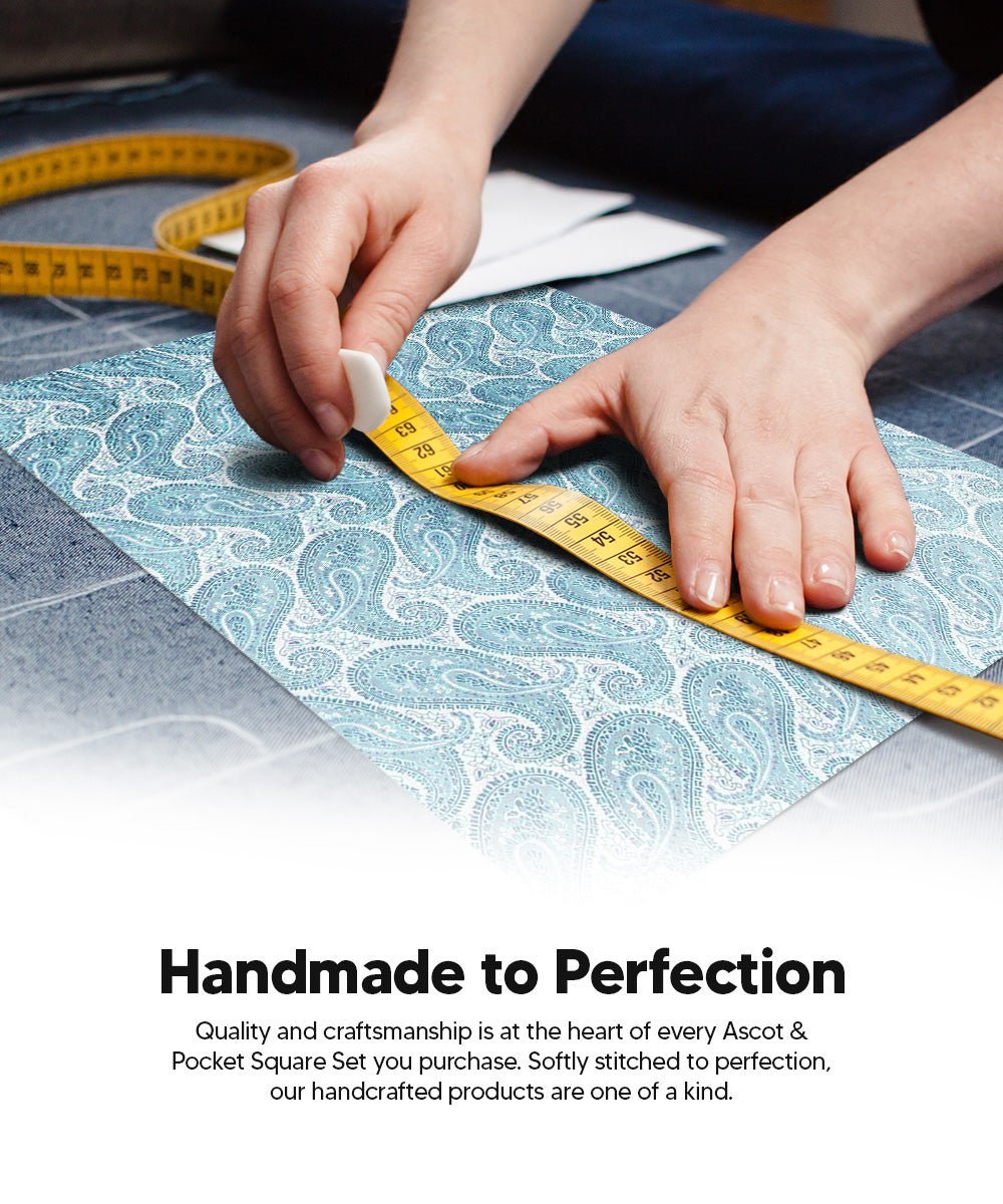 Paisley Tone On Tone Ascot & Pocket Square by Vittorio Farina (ASCOTS - WP_SKY) for Independent Retail Stores by Dubal Brothers