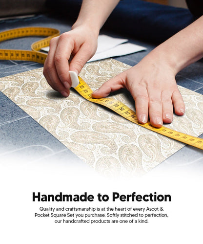 Paisley Tone On Tone Ascot & Pocket Square by Vittorio Farina (ASCOTS - WP_TAUPE) for Independent Retail Stores by Dubal Brothers