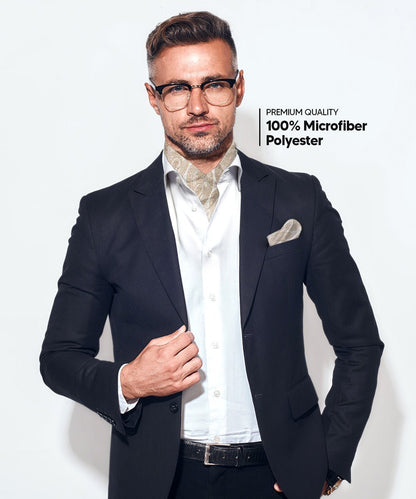 Paisley Tone On Tone Ascot & Pocket Square by Vittorio Farina (ASCOTS - WP_TAUPE) for Independent Retail Stores by Dubal Brothers