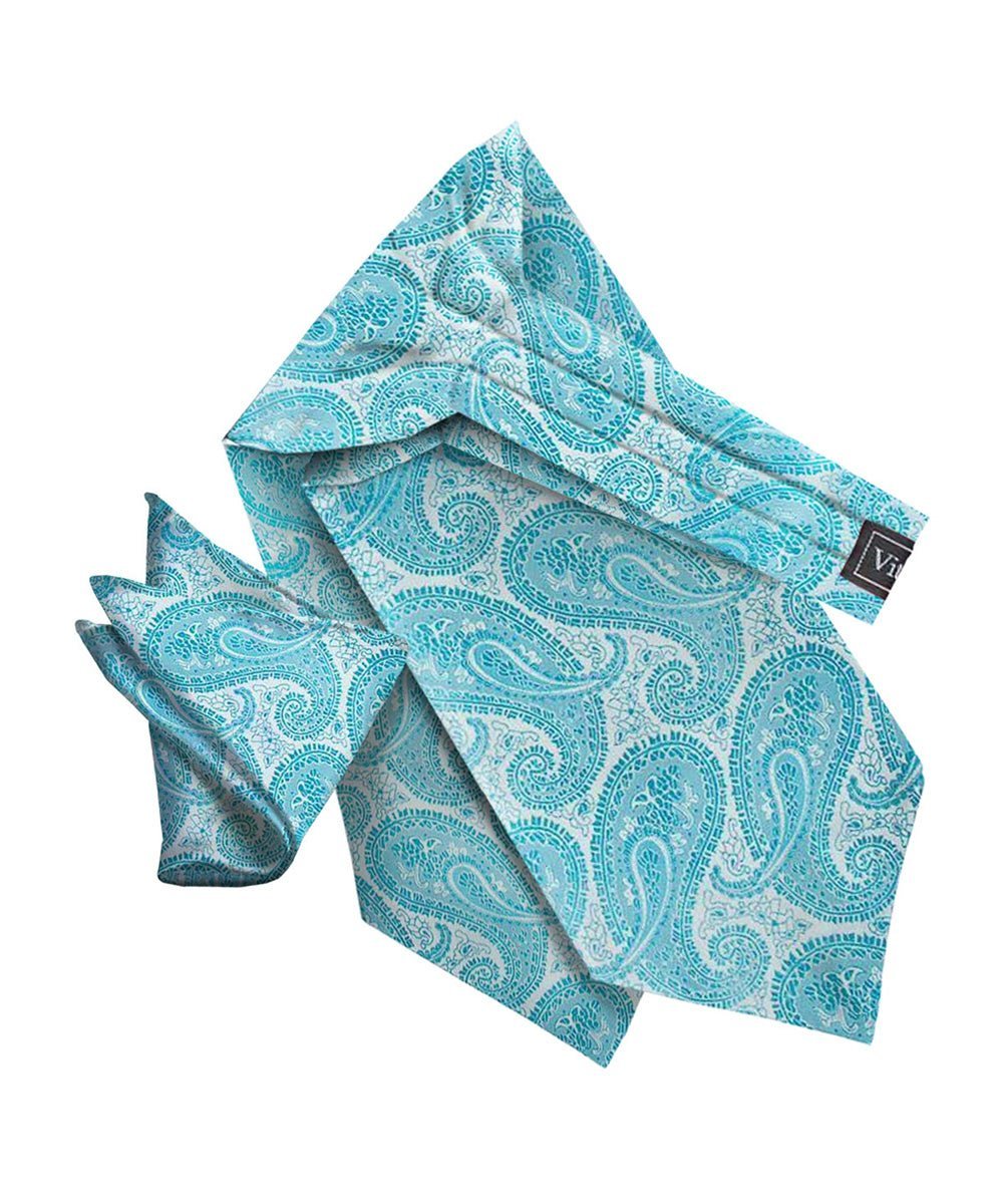 Paisley Tone On Tone Ascot & Pocket Square by Vittorio Farina (ASCOTS - WP_TURQUOISE) for Independent Retail Stores by Dubal Brothers