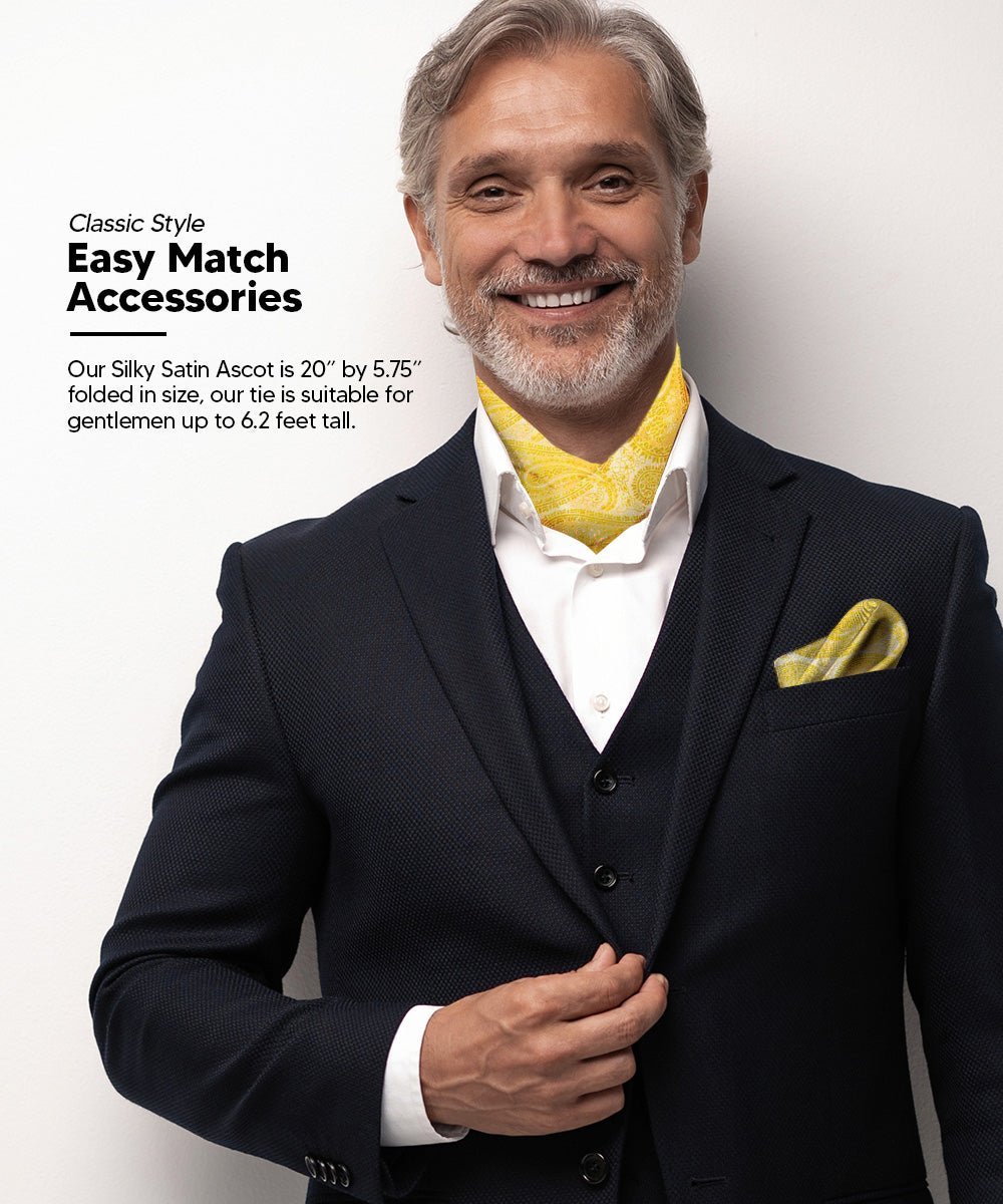 Paisley Tone On Tone Ascot & Pocket Square by Vittorio Farina (ASCOTS - WP_YELLOW) for Independent Retail Stores by Dubal Brothers