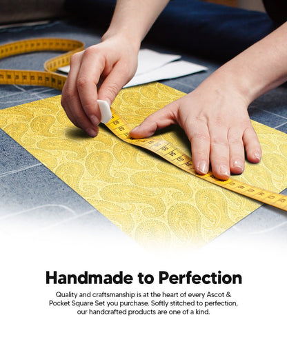 Paisley Tone On Tone Ascot & Pocket Square by Vittorio Farina (ASCOTS - WP_YELLOW) for Independent Retail Stores by Dubal Brothers