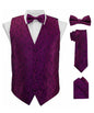 Paisley Vest Set with Black Back (Vest, Bow Tie, Necktie and Pocket Square) by Vittorio Farina: Black, Brown, Burgundy, Hot Pink, Hunter Green, Navy Blue and Plum (vest_paisley_BB_plum_XS) for Independent Retail Stores by Dubal Brothers