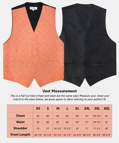 Paisley Vest Set with Black Back (Vest, Bow Tie, Necktie and Pocket Square) by Vittorio Farina: Purple, Red, Rose Gold, Royal Blue and Burnt Orange (vest_paisley_BB_rosegold_XS) for Independent Retail Stores by Dubal Brothers