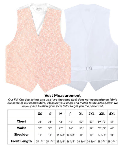 Paisley Vest Set with White Back (Vest, Bow Tie, Necktie and Pocket Square) by Vittorio Farina: Aqua, Blush, Hot Pink, Ivory, Lavender, and Mint (vest_paisley_WB_blush_XS) for Independent Retail Stores by Dubal Brothers