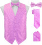 Paisley Vest Set with White Back (Vest, Bow Tie, Necktie and Pocket Square) by Vittorio Farina: Aqua, Blush, Hot Pink, Ivory, Lavender, and Mint (vest_paisley_WB_lavender_XS) for Independent Retail Stores by Dubal Brothers