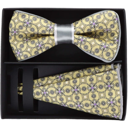 Piping Design Bow Tie & Round Pocket Square in a Box by Vittorio Farina (pbh - 21001) for Independent Retail Stores by Dubal Brothers