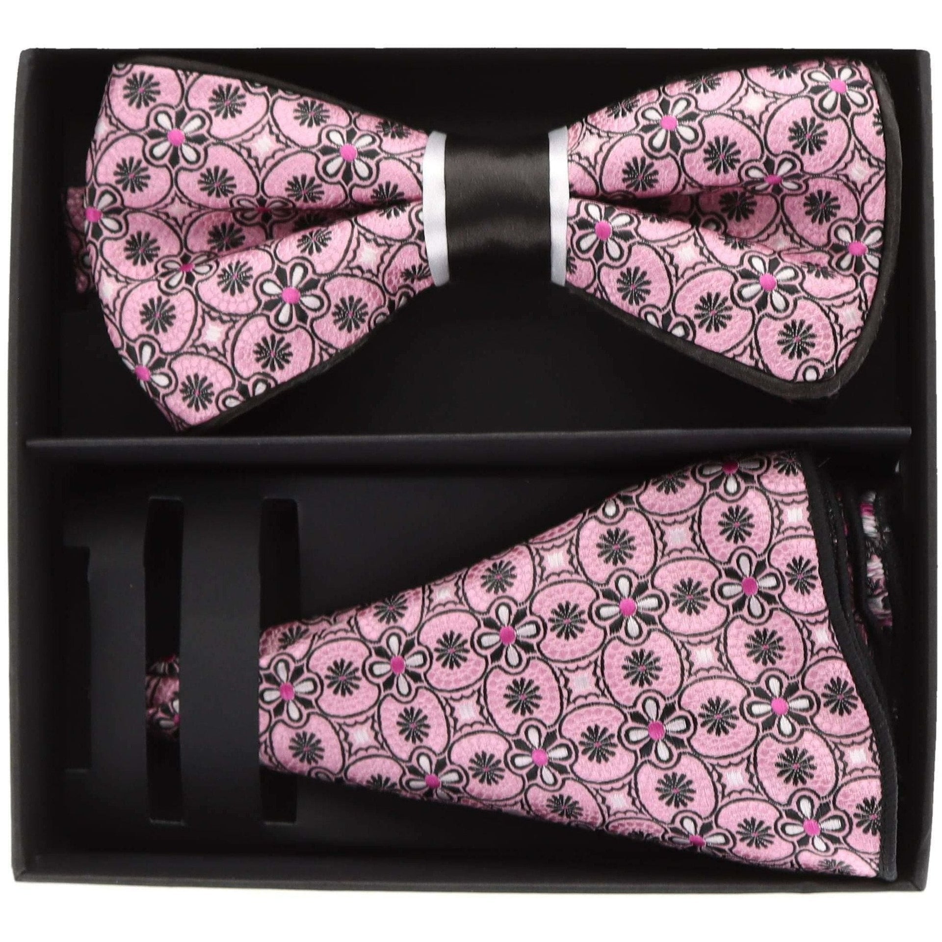Piping Design Bow Tie & Round Pocket Square in a Box by Vittorio Farina (pbh - 21002) for Independent Retail Stores by Dubal Brothers
