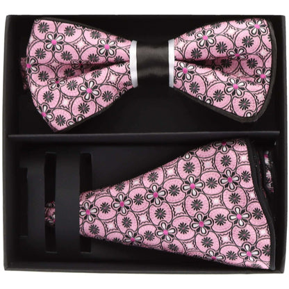 Piping Design Bow Tie & Round Pocket Square in a Box by Vittorio Farina (pbh - 21002) for Independent Retail Stores by Dubal Brothers