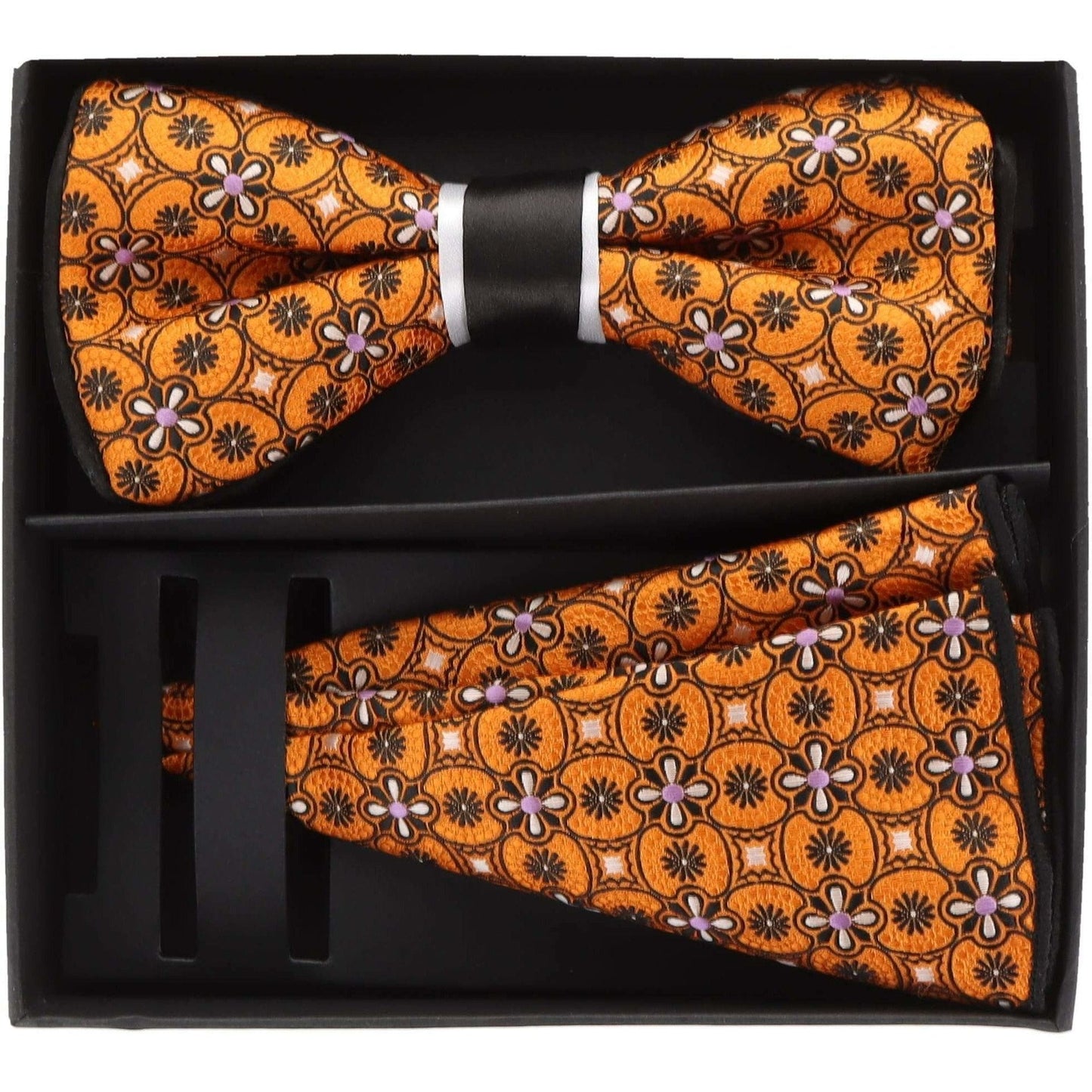 Piping Design Bow Tie & Round Pocket Square in a Box by Vittorio Farina (pbh - 21003) for Independent Retail Stores by Dubal Brothers